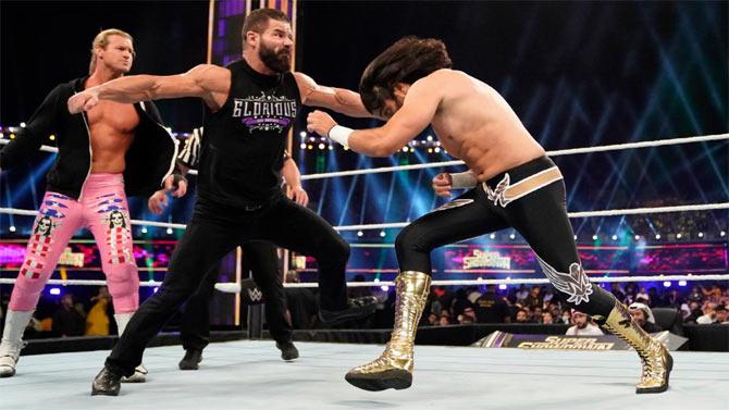 Local Saudi Arabia WWE hero Mansoor faced Dolph Ziggler in a singles match. But Bobby Roode interfered early on. Roode was later banned from ringside by the referee