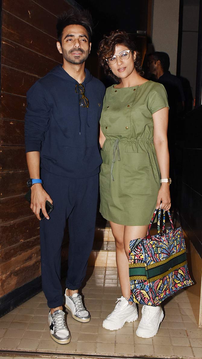 Tahira Kashyap was also snapped by the paparazzi in the city. The short film director was seen wearing an army green drawstring dress during the outing.