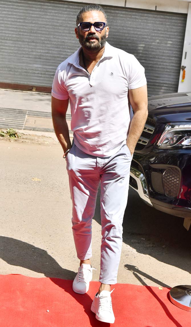 Suniel Shetty was clicked by the paps at Occhio's premium flagship store launch.
