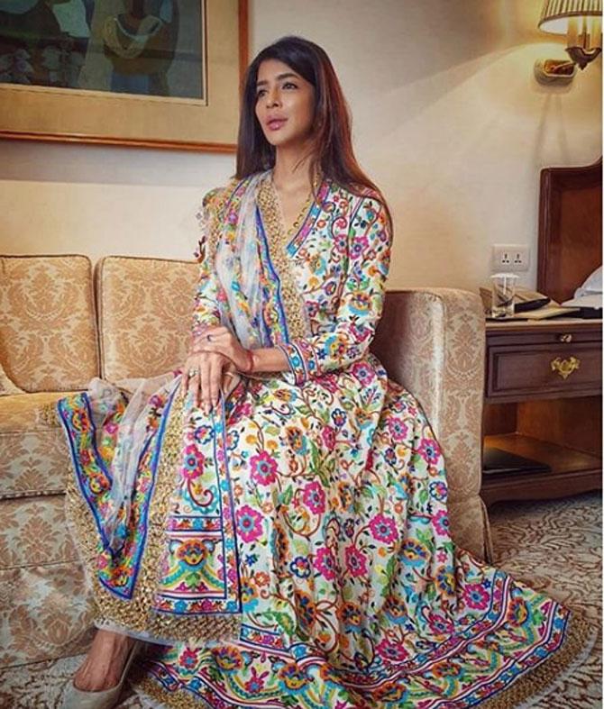 Indian film actress, producer and television presenter Lakshmi Manchu wore an exquisitely, hand-embroidered 'Patola' Sherwani by the top designer.