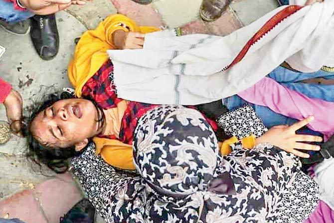 A student injured in lathi charge