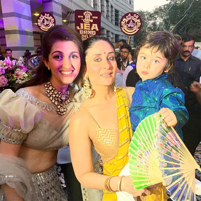 Anissa Malhotra's sister Akanksha Malhotra caught up with the bundle of joy Taimur Ali Khan, along with mum Kareena Kapoor, as they welcomed the baaraat before the wedding ceremony commenced in the city.