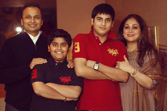 Tina Ambani shared this picture from her family diaries with Anil Ambani and children, Jai Anmol, and Jai Anshul. She captioned the photo with the message: My boys. My universe with a red heart emoticon.