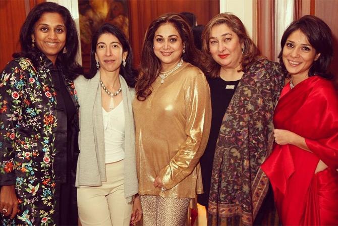 In photo: Tina Ambani poses for a picture with her girl gang including Supriya Sule and Reema Jain.