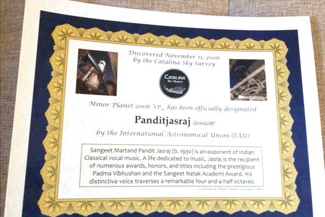 A minor planet has been named in honour of  Pandit Jasraj