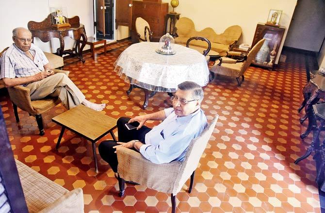 Dhuru Lodge on Dadar-s Swatantra Veer Savarakar Road, has been around since the 1800s. "The house was built by our great grandfather Cassinath Dhuru-s father Deoji," says Ajit Dhuru, a retired media professional. In the 1930s, the property had a stable for horses as that was the popular mode of transport. Built in typical British villa style, the house was, in the mid-1990s, included in the heritage list as a Grade D structure. However, in a later revision of the list it was taken off. The tiles, says Variava, are clay tiles, possibly imported from England. Pics/Pradeep Dhivar