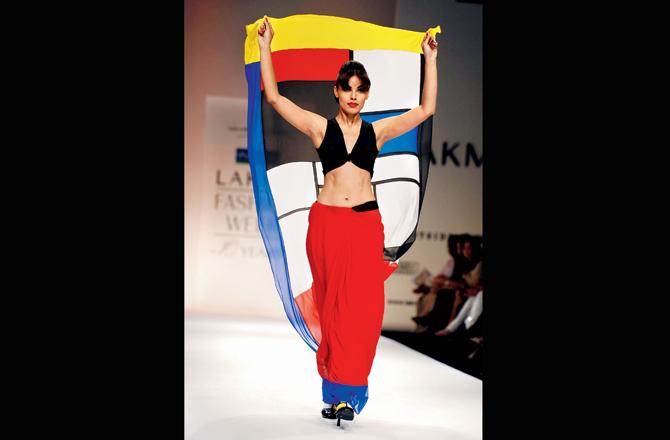 The Mondrian Minimalist saree. Pic/Getty Images