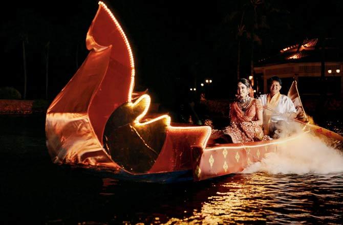Ayusmita Sinha made an entry on a boat at her Thailand wedding