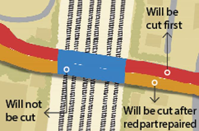 Map of the Gokhale Road Bridge repair plan. Graphic/Uday Mohite