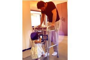 Mehr helping her dad Angad Bedi to walk will melt your heart