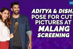 Aditya Kapur, Disha Patani pose for cute pictures at Malang screening