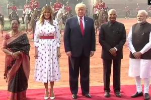 Donald Trump accorded ceremonial welcome at Rashtrapati Bhavan