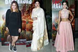 Arti Singh, Rekha, Nathalia Kaur at Guns Of Banaras screening in Juhu