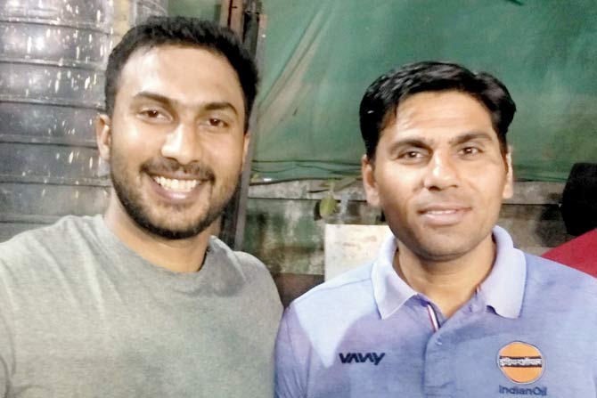 Former India hockey players  V Raghunath and Devesh Chauhan at the WCG rink hockey yesterday 