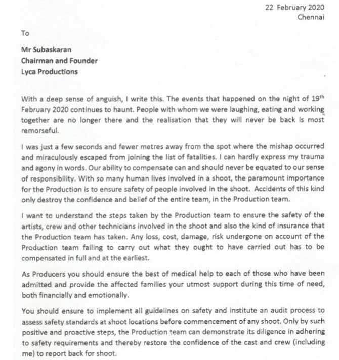 Kamal Haasan Letter