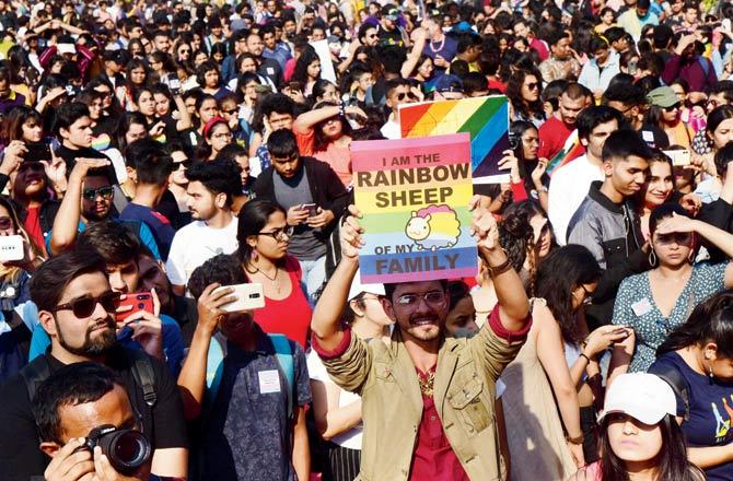 Hundreds of people showed up at Azad Maidan with colourful posters