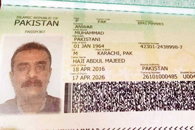 is Pakistani passport in which he is called Anwar Mohammed