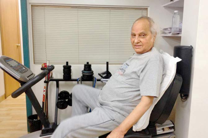 Pandit Jasraj at the fitness centre