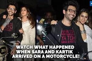 Sara, Kartik arrived on motorcycle for Love Aaj Kal screening