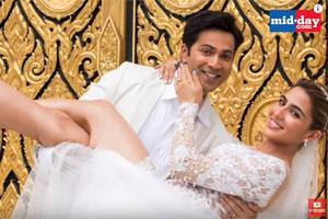 Sara Ali Khan & Varun Dhawan having fun on the sets of Coolie No. 1