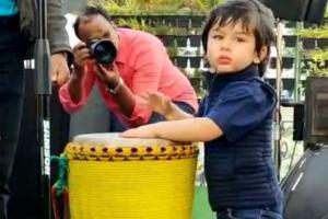 Watch Video: Taimur plays drums at Karan Johar's kids birthday bash