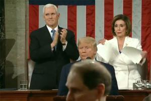 Nancy Pelosi tears Donald Trump's State of the Union speech