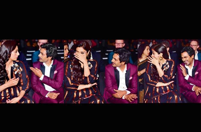 At the launch of a new app in Mahalaxmi, Nawazuddin Siddiqui manages to get Tabu's attention and cracks her up. Pics/Bipin Kokate