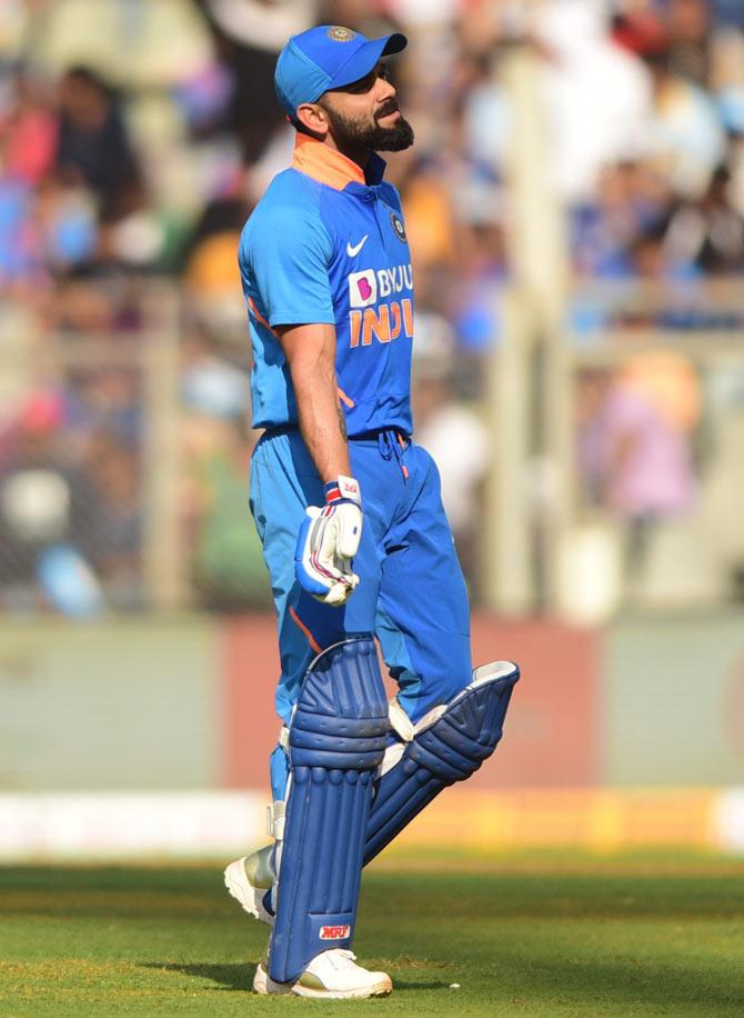 Indian cricket captain Virat Kohli seems livid with himself after being dismissed at Wankhede