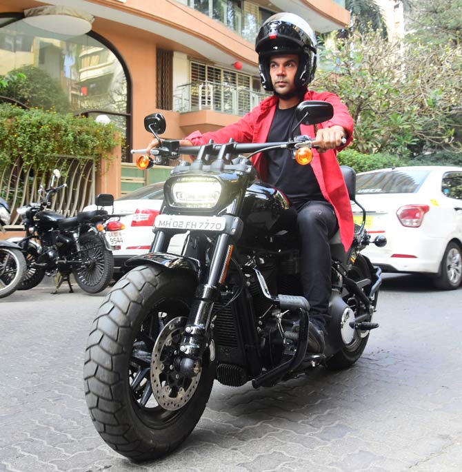 Rajkummar Rao was also clicked with his brand new swanky two-wheeler in Bandra, Mumbai.