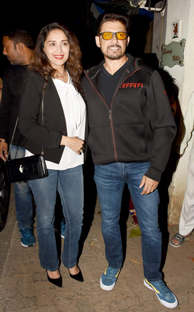 Madhuri Dixit Nene and husband Shriram Nene attended the special screening of Mee Raqsam at the preview theatre in Juhu.