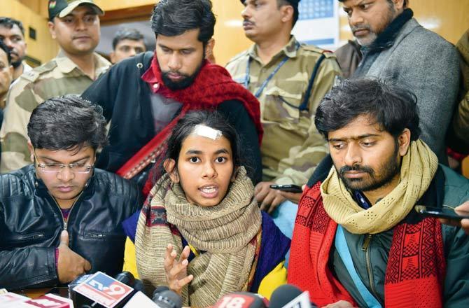 More than 30 students of the university, including JNUSU president Aishe Ghosh (in picture), were injured and taken to the AIIMS Trauma Centre. 