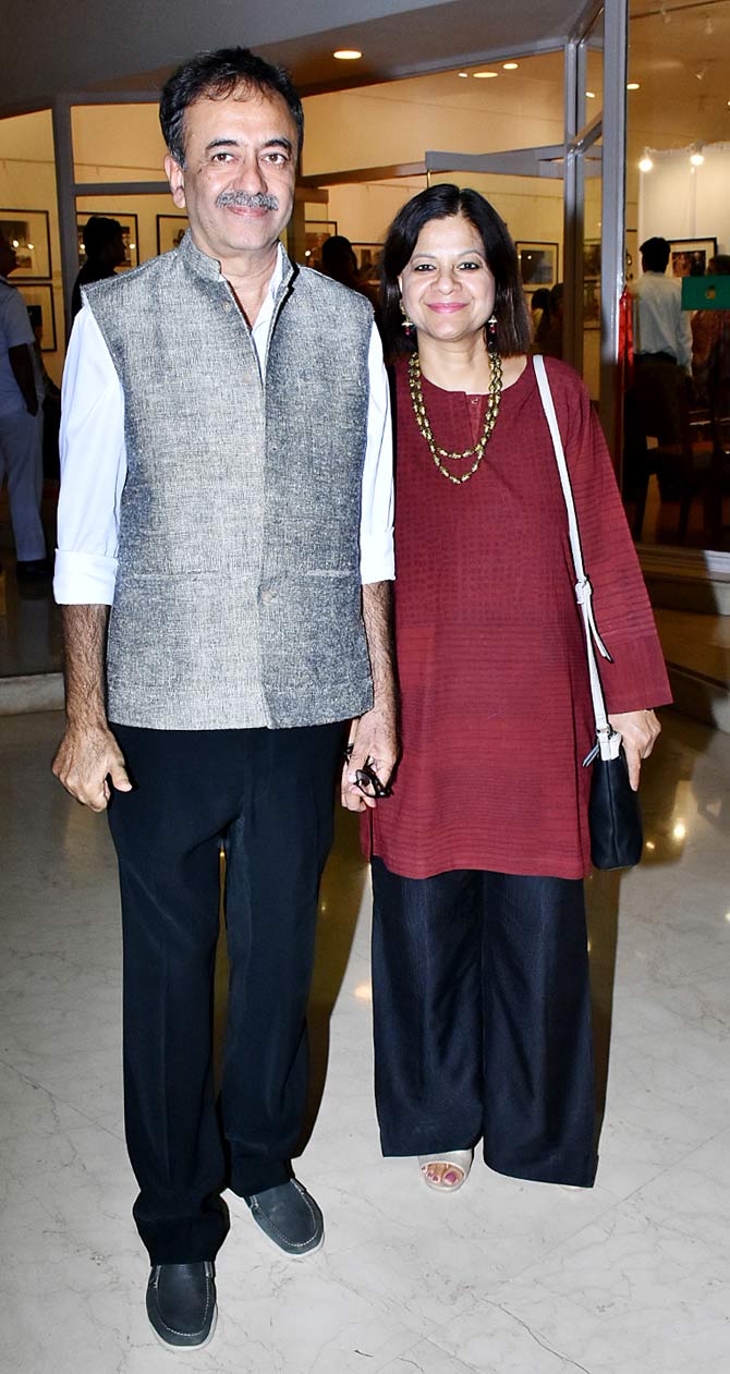 PK director Rajkumar Hirani also attended the exhibition with wife Manjeet Hirani at Nehru Centre in Worli.