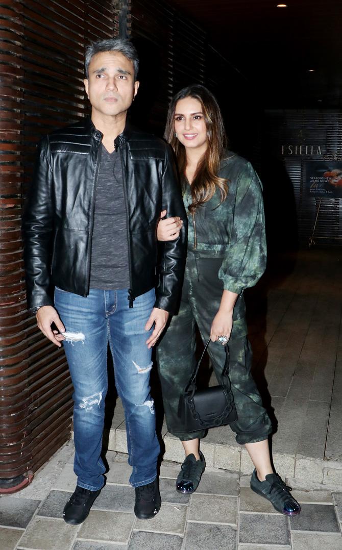 Lovebirds - Huma Qureshi and Mudassar Aziz too walked in together as they arrived at Ali Abbas Zafar's birthday bash, held in Juhu, Mumbai.