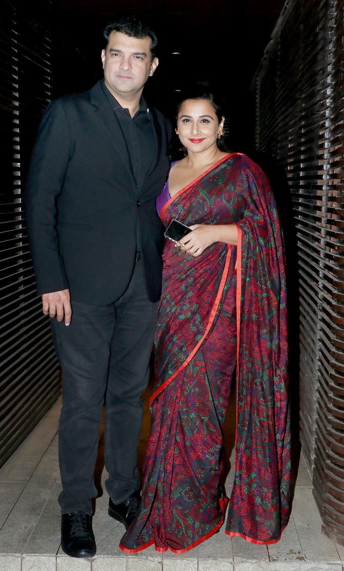 Vidya Balan looked no less than a diva in her saree she opted for Ali Abbas Zafar's birthday bash. Vidya was accompanied by her husband-producer Siddharth Roy Kapur!