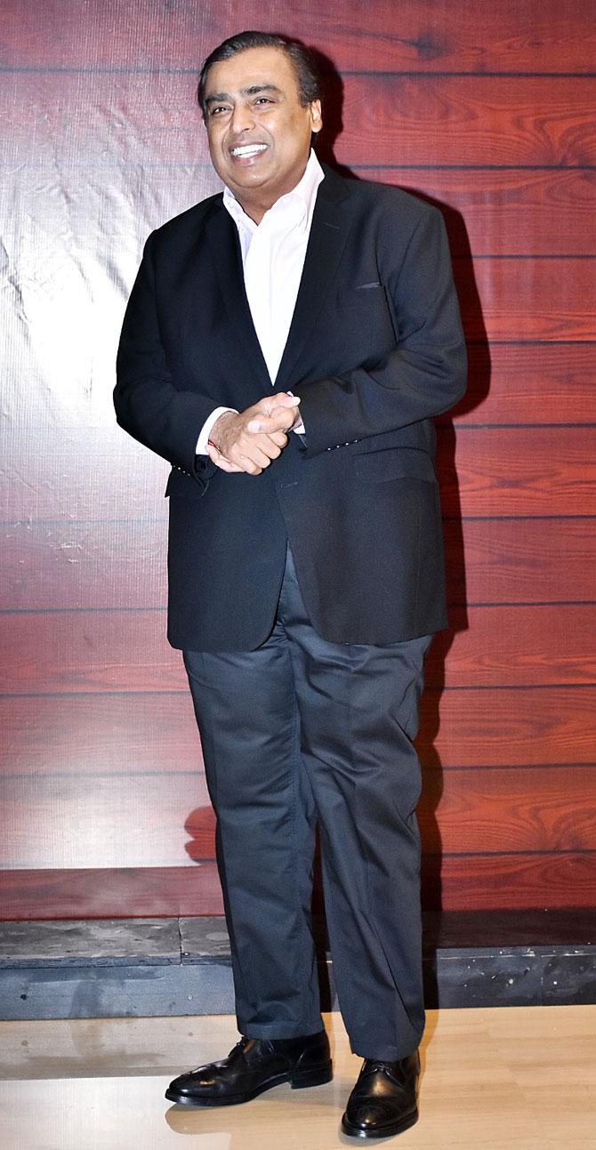 Business tycoon Mukesh Ambani attended a birthday bash in Mumbai along with his son Akash Ambani and daughter-in-law Shloka Ambani.