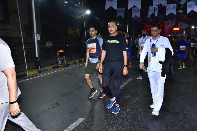 In photo: Anil Ambani snapped during his run at the 17th edition of the Mumbai Marathon