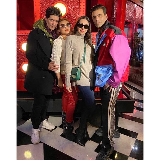 Karisma Kapoor also bumped into Rani Mukerji with hubby Aditya Chopra, besides Karan Johar and designer Manish Malhotra in London! Karisma shared this picture and wrote alongside, 