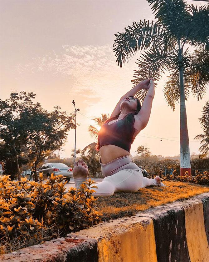 Ishwari Patel practises 'Ashtanga Yoga' in the belt of nature.