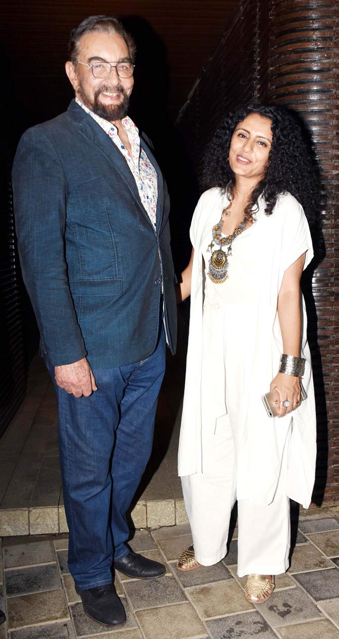 Kabir Bedi and Parveen Dusanj were all smiles as they attended Sudhir Mishra's birthday bash hosted at a popular resto-bar in Bandra, Mumbai.