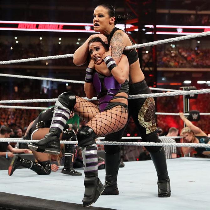 Former NXT women's champion Shayna Baszler entered the Royal Rumble at number 30 and eliminated a record-equalling 8 female superstars.  Shayna Naomi, Beth Phoenix, Toni Storm, Xia Li, Zelina Vega, Shotzi Blackheart, Carmella and Tegan Nox.