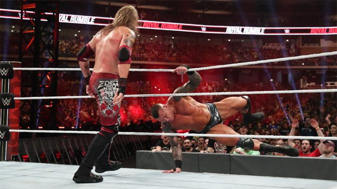 After a few mind games, Edge shockingly eliminated Randy Orton from the Royal Rumble to be part of the last four. Edge was eliminated by Roman Reigns