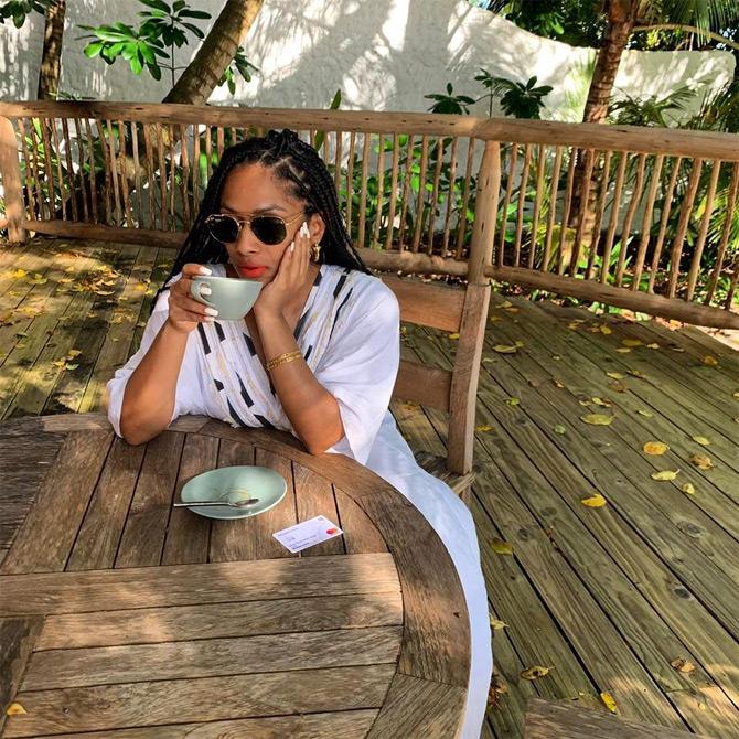 Taking her love for coffee everywhere, Masaba can be seen enjoying the hot piping coffee wherever she goes. Masaba captions this one: Creating some worry-free and cash-free moments in the Maldives.





