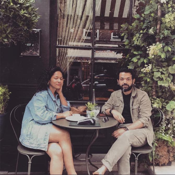 In photo: Masaba Gupta caught in a candid moment as she bonds with her friend over coffee.




