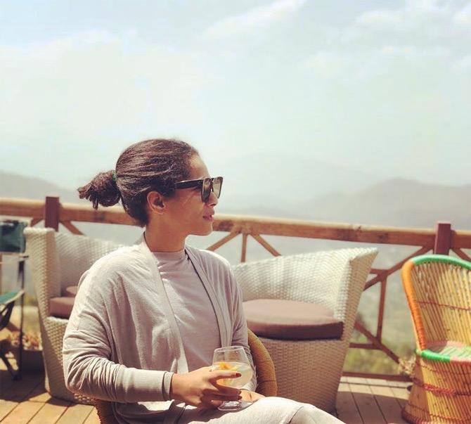 In photo: Ace designer Masaba Gupta treats herself with some coolers in the humid afternoon of Uttarakhand.




