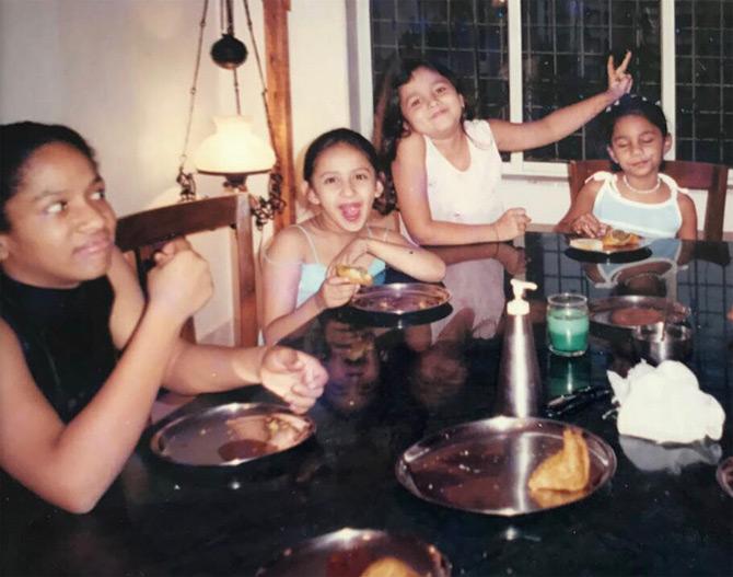 Very often, Masaba shares a leaf from her childhood diaries by sharing throwback pictures of herself and it is one of the cutest things on her Instagram. Masaba shared this picture on her friend Alia Bhatt's birthday. In the picture, Masaba is caught in a candid moment as she and her friends binge on samosas and ketchup. Masaba captioned this one: Happy Happy Birthday, Aloo! This photo is proof that I'm the awkward, slightly off-center one and you are the happy, happier, happiest child there ever was. Here's a trip down memory lane.










