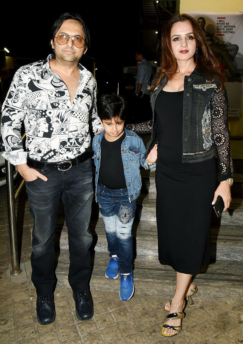 Alaya F's father Farhan Furniturewala also attended Jawaani Jaaneman's special screening, along with wife Laila Khan and son.