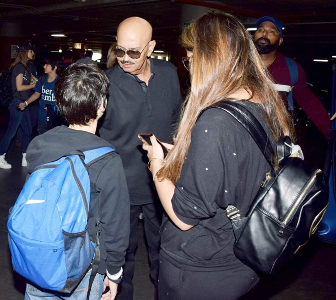 Hrithik Roshan and Sussane Khan have remained close friends even after they split up after 14 long years in 2014. It takes a big heart and an open mind to remain friends with someone you used to love but aren't together with anymore.
In picture: Rakesh Roshan with his grandchildren - Hridhaan (left) and Sunaina Roshan's daughter Suranika Roshan (right) at Mumbai Airport.