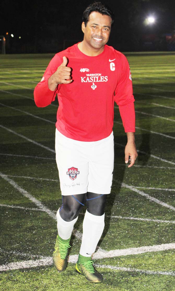 Tennis star Leander Paes has also become a regular at the celeb football session on Sundays at the Juhu ground.
