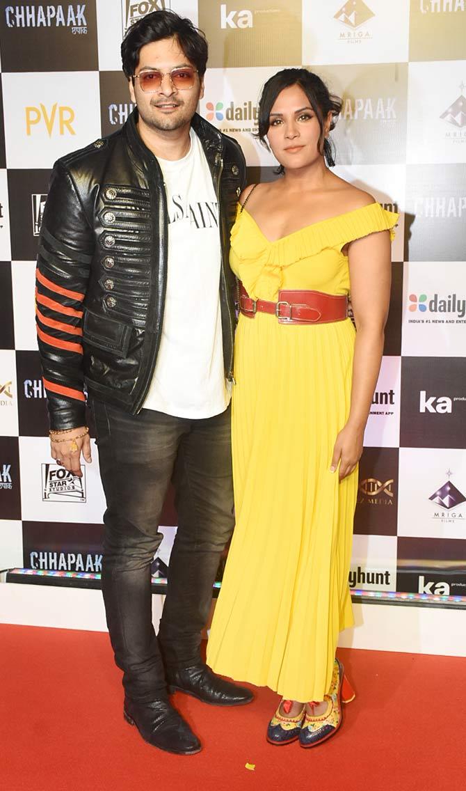 Richa Chadha and boyfriend Ali Fazal were all smiles as they posed for the photographers at the special screening of Chhapaak at a multiplex in Juhu.