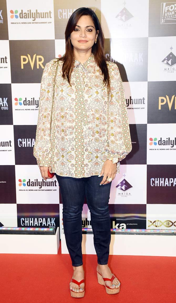 Alvira Agnihotri also attended the special screening of Chhapaak at the Juhu multiplex.